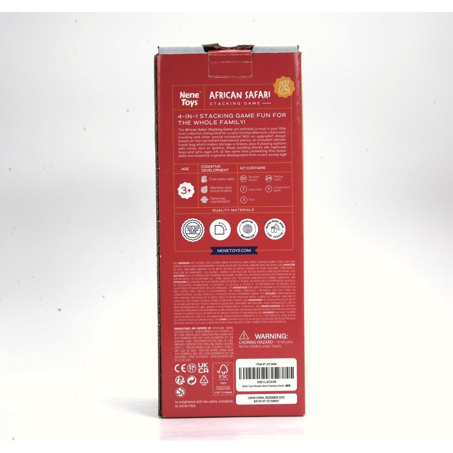 Juego de Apilamiento de Bloques de Madera Nene Toys 4 en 1 Safari