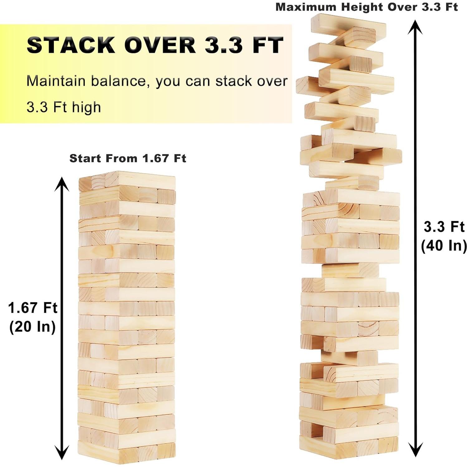 Juego de Torre Tumbling Orizliztion 1.0 M 60 Bloques Madera