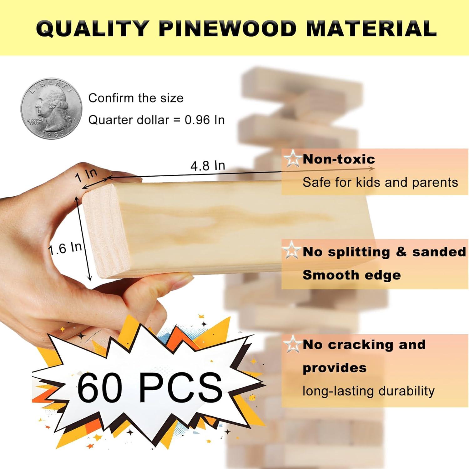 Juego de Torre Tumbling Orizliztion 1.0 M 60 Bloques Madera