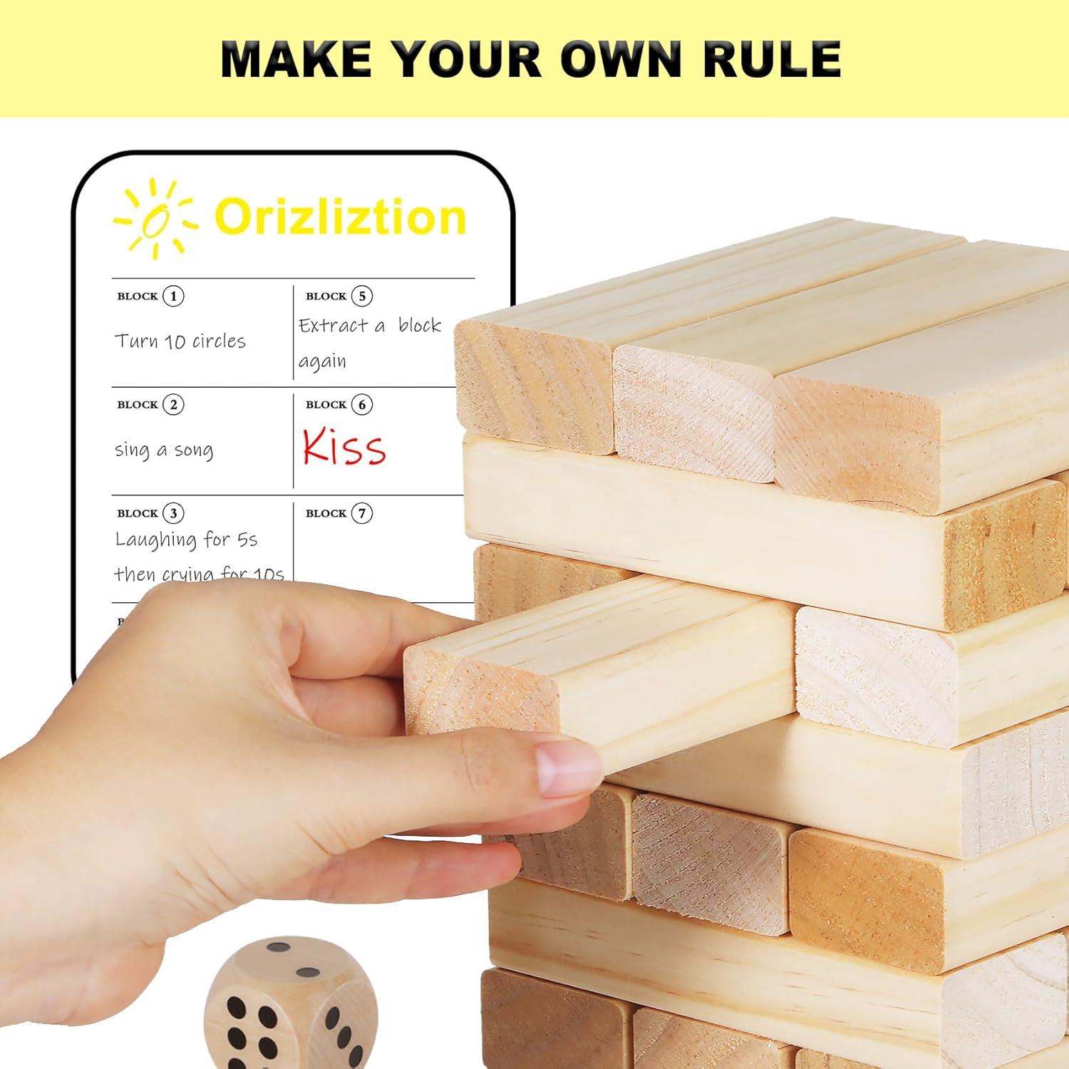 Juego de Torre Tumbling Orizliztion 1.0 M 60 Bloques Madera