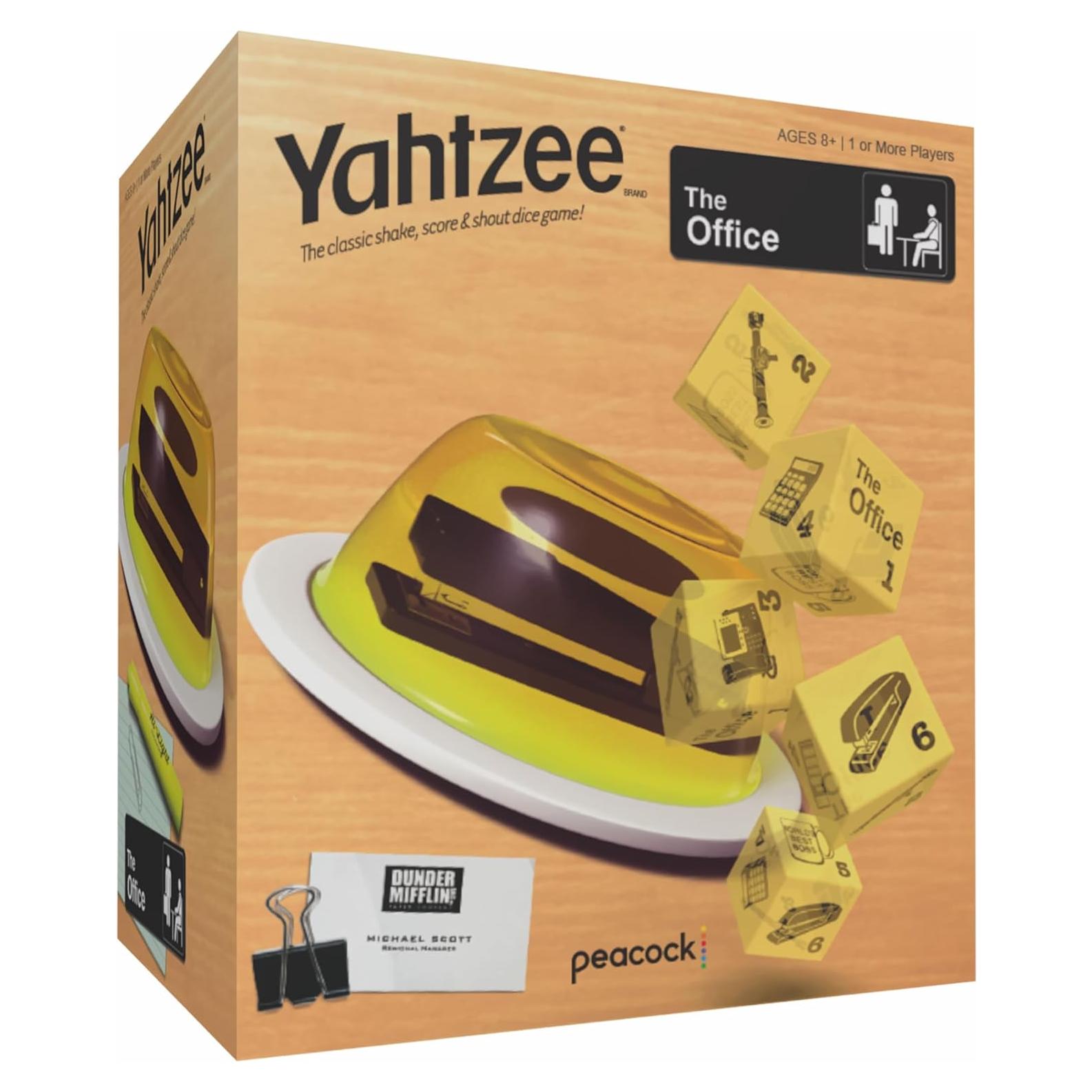 Juego de Dados YAHTZEE The Office - Taza con Grapadora Gelatina