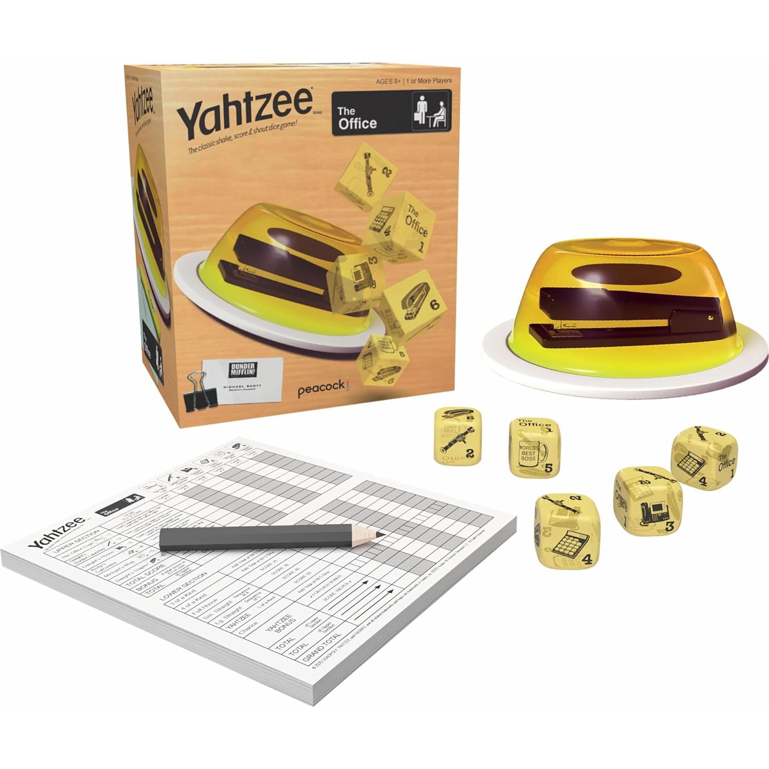 Juego de Dados YAHTZEE The Office - Taza con Grapadora Gelatina