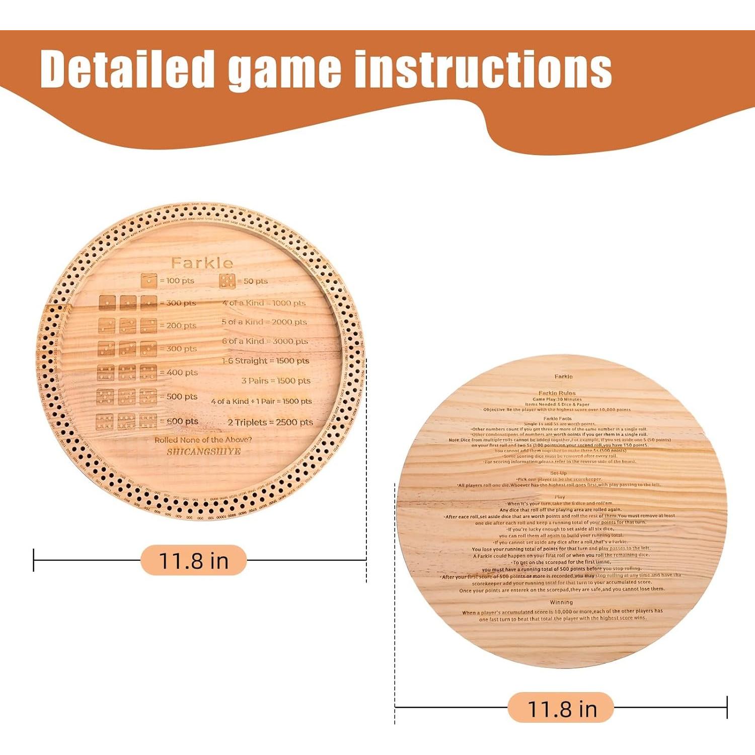 Juego de Dados Farkle SHICANGSHIYE 30 cm con Bandeja y Reglas