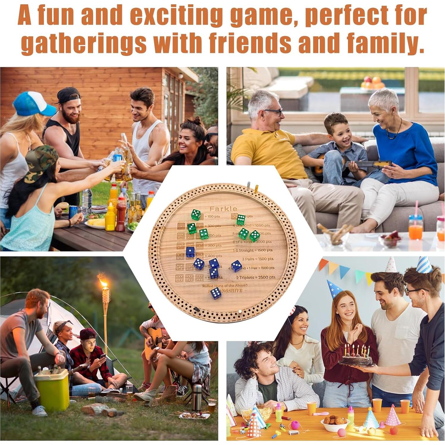 Juego de Dados Farkle SHICANGSHIYE 30 cm con Bandeja y Reglas