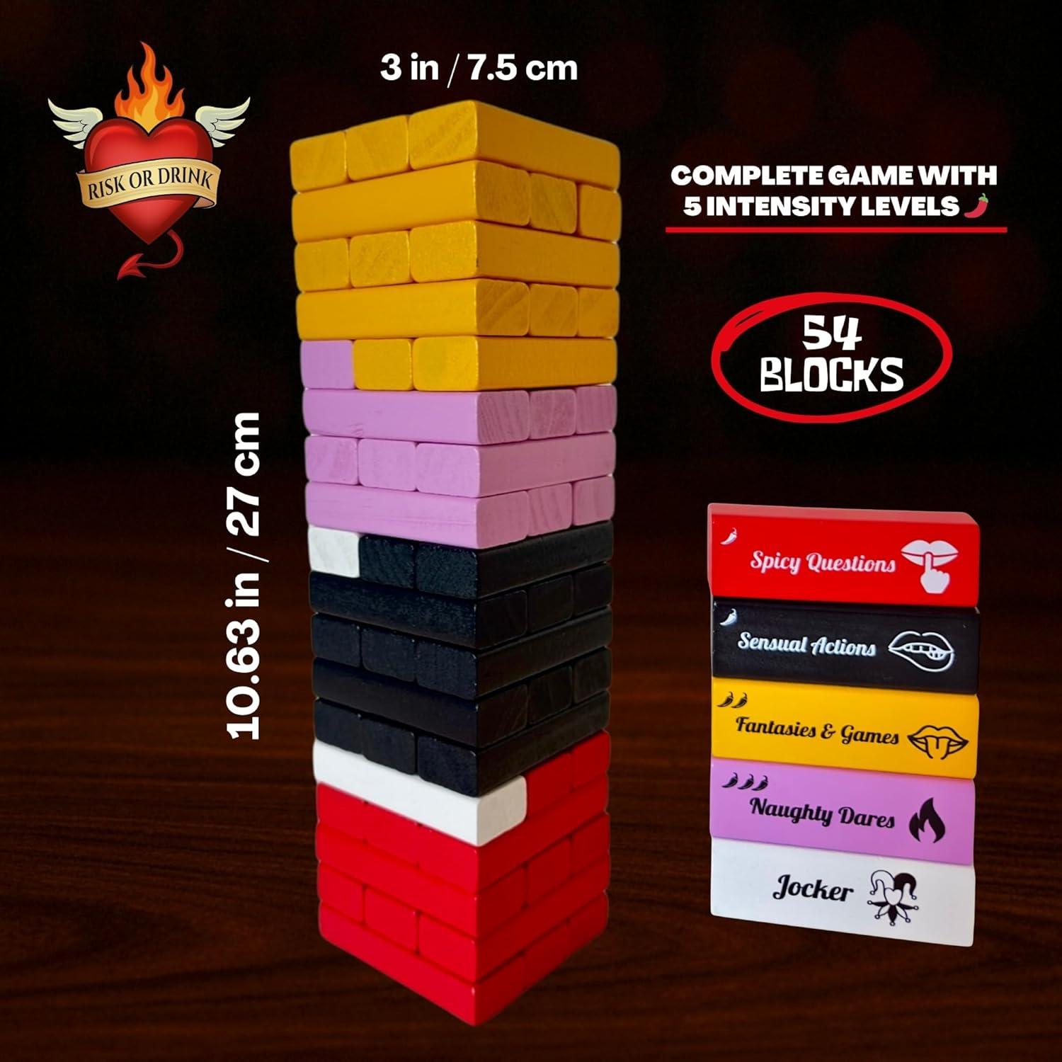 Juego de Bloques Traviesos Riesgo o Bebe - 54 Desafíos Sexys