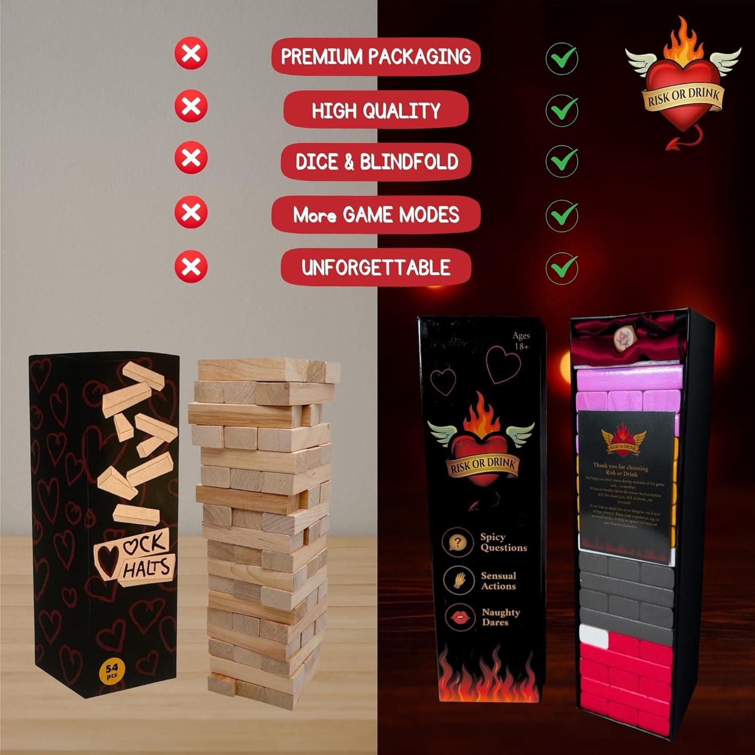 Juego de Bloques Traviesos Riesgo o Bebe - 54 Desafíos Sexys