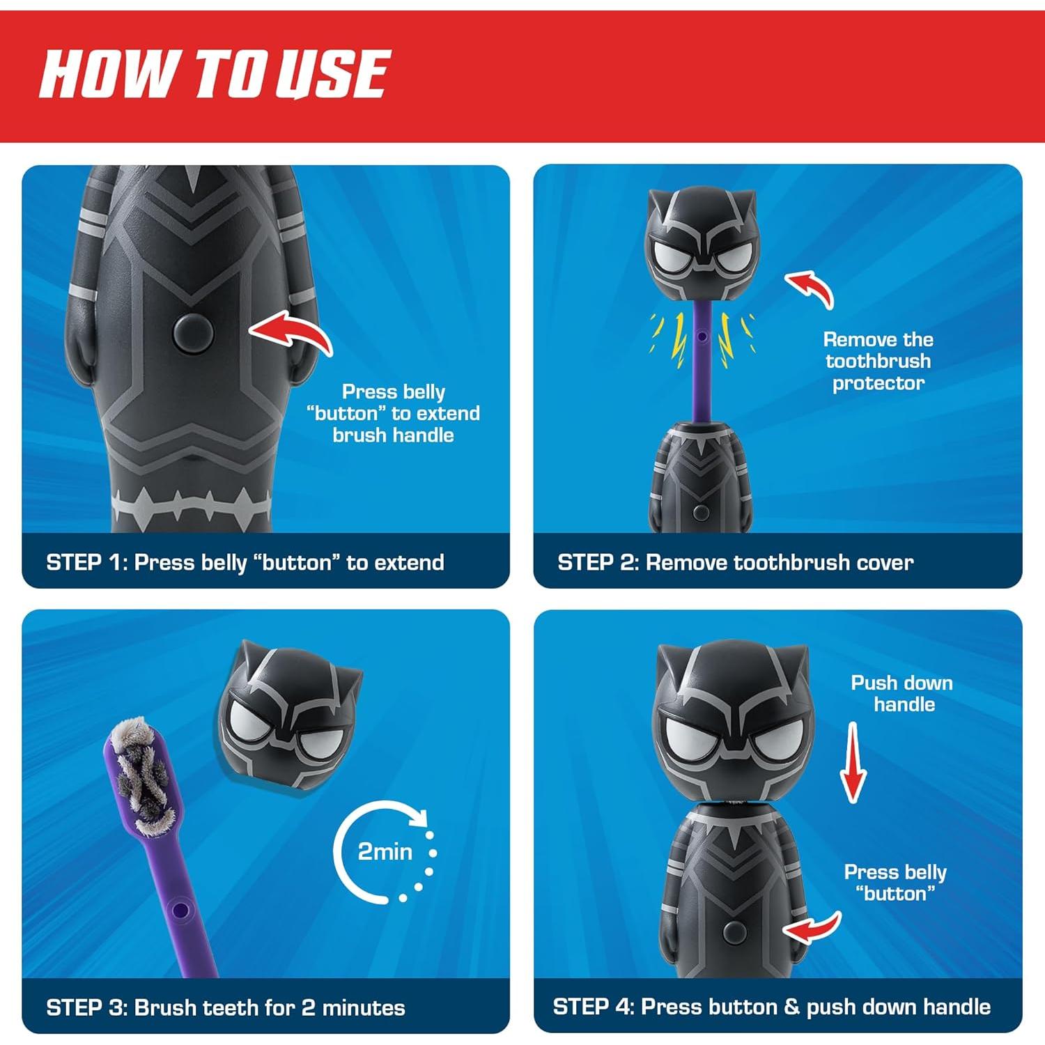 Cepillo de Dientes Brush Buddies Pantera Negra para Niños - Cerdas Suaves