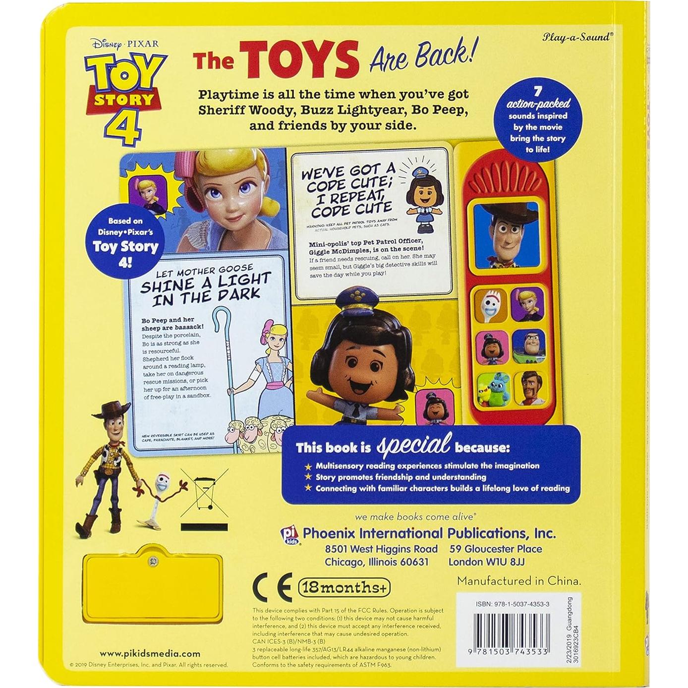 Disney Pixar Toy Story 4 Woody, Buzz Lightyear, Bo Peep, and More! - The Toys are Back! Sound Book - PI Kids