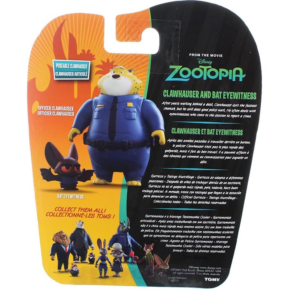 Paquete de Figuras Zootopia TOMY: Claw Hauser y Murciélago