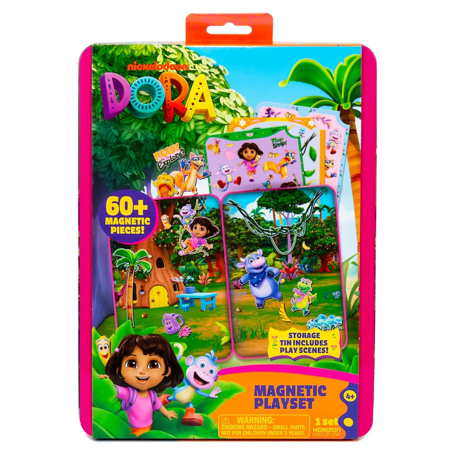 Juego Magnético de Dora 75 Piezas con Lata de Almacenamiento