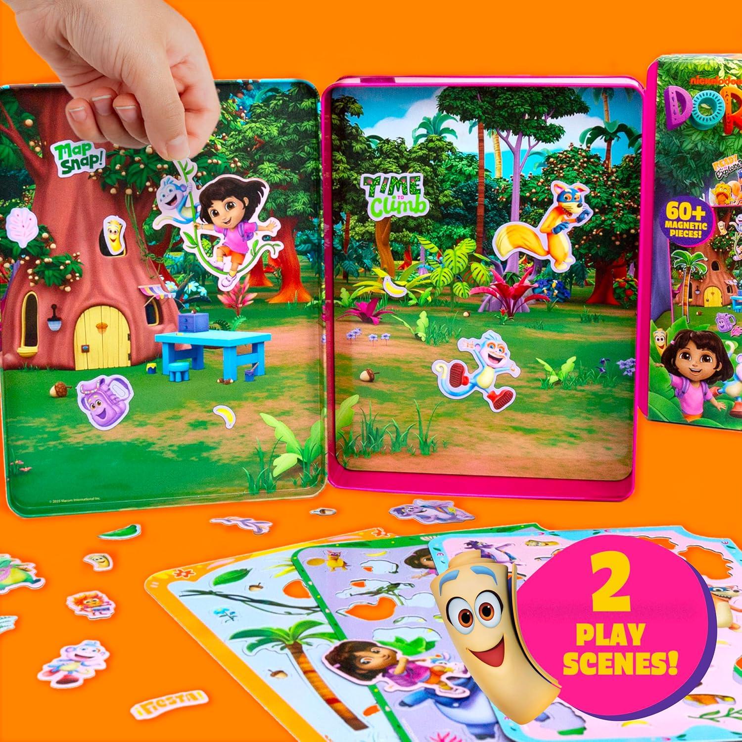 Juego Magnético de Dora 75 Piezas con Lata de Almacenamiento