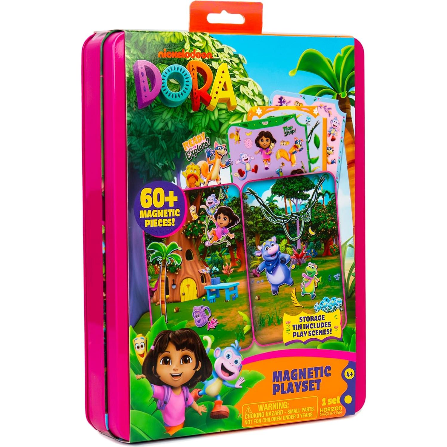 Juego Magnético de Dora 75 Piezas con Lata de Almacenamiento