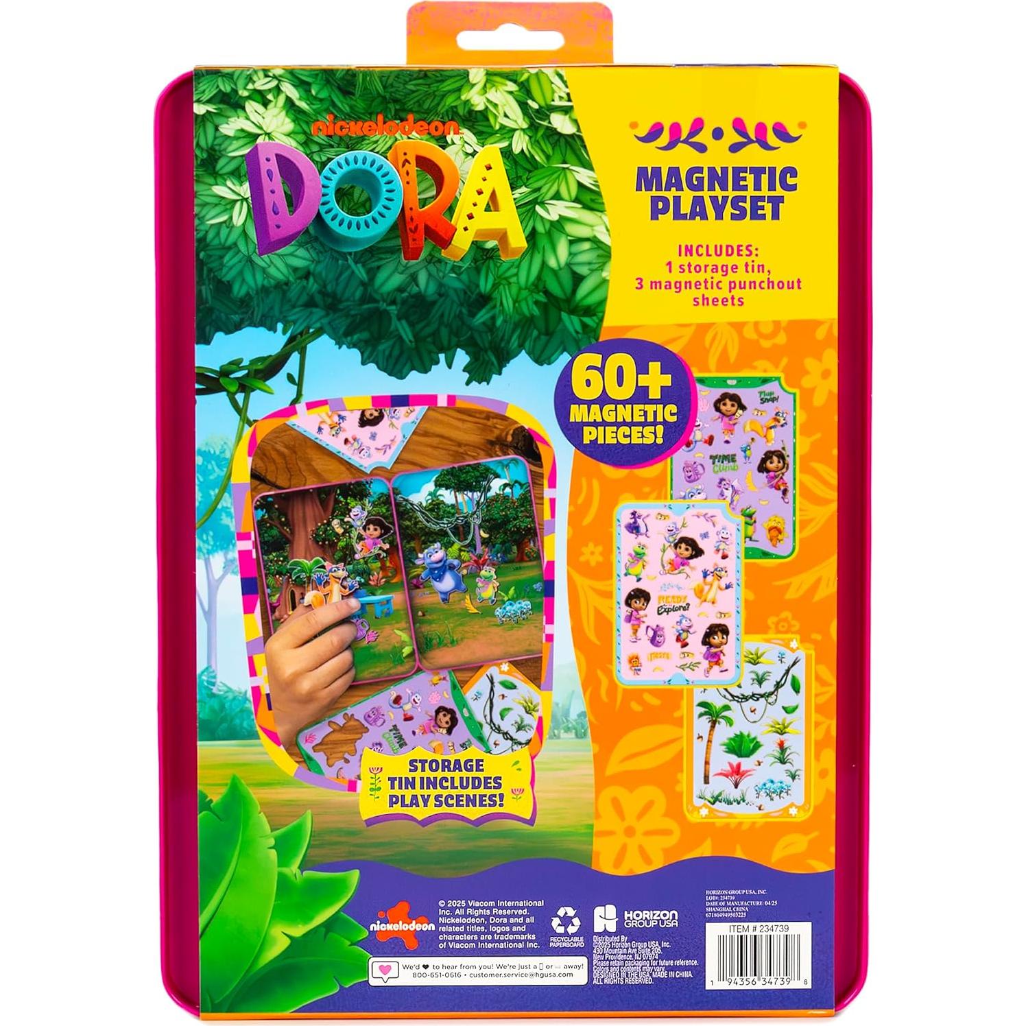 Juego Magnético de Dora 75 Piezas con Lata de Almacenamiento