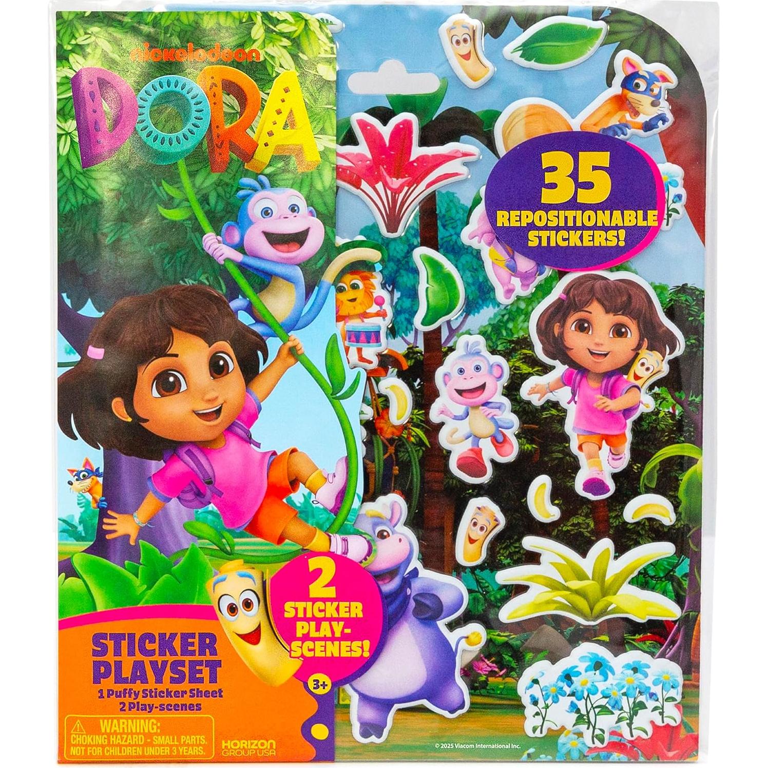 Juego de Stickers Reutilizables Dora 35 Stickers y 2 Escenas