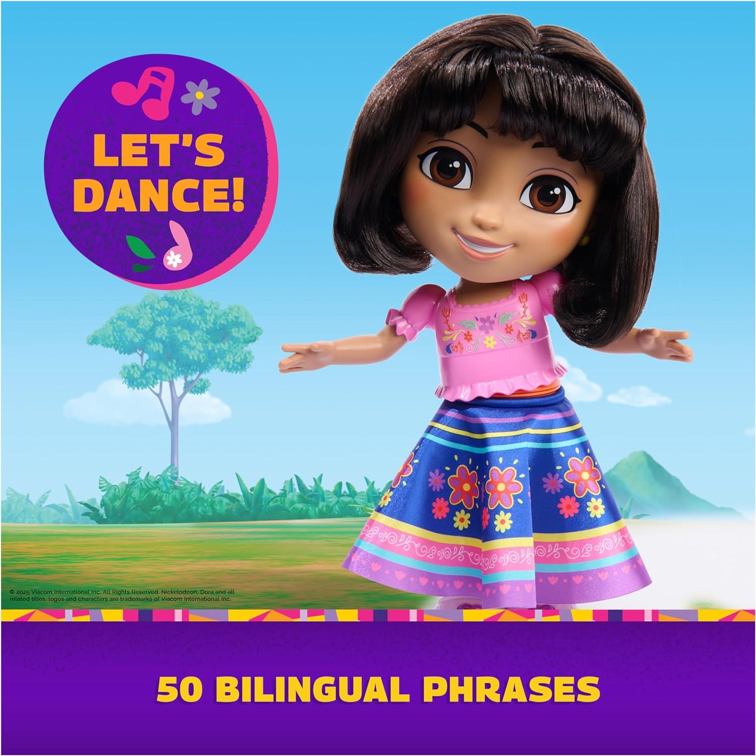 Muñeca Interactiva Baila con Me Dora - 2 Faldas, Frases Bilingües