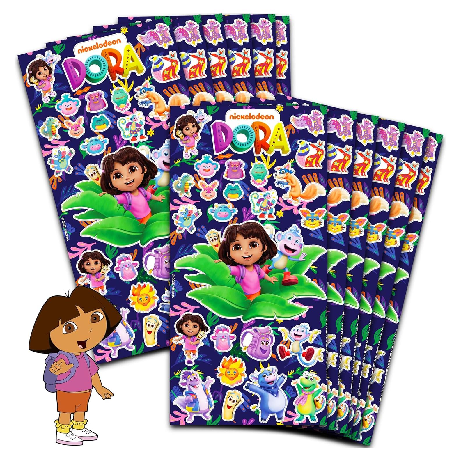 Stickers de Fiesta Dora la Exploradora - 300 Stickers en 12 Hojas