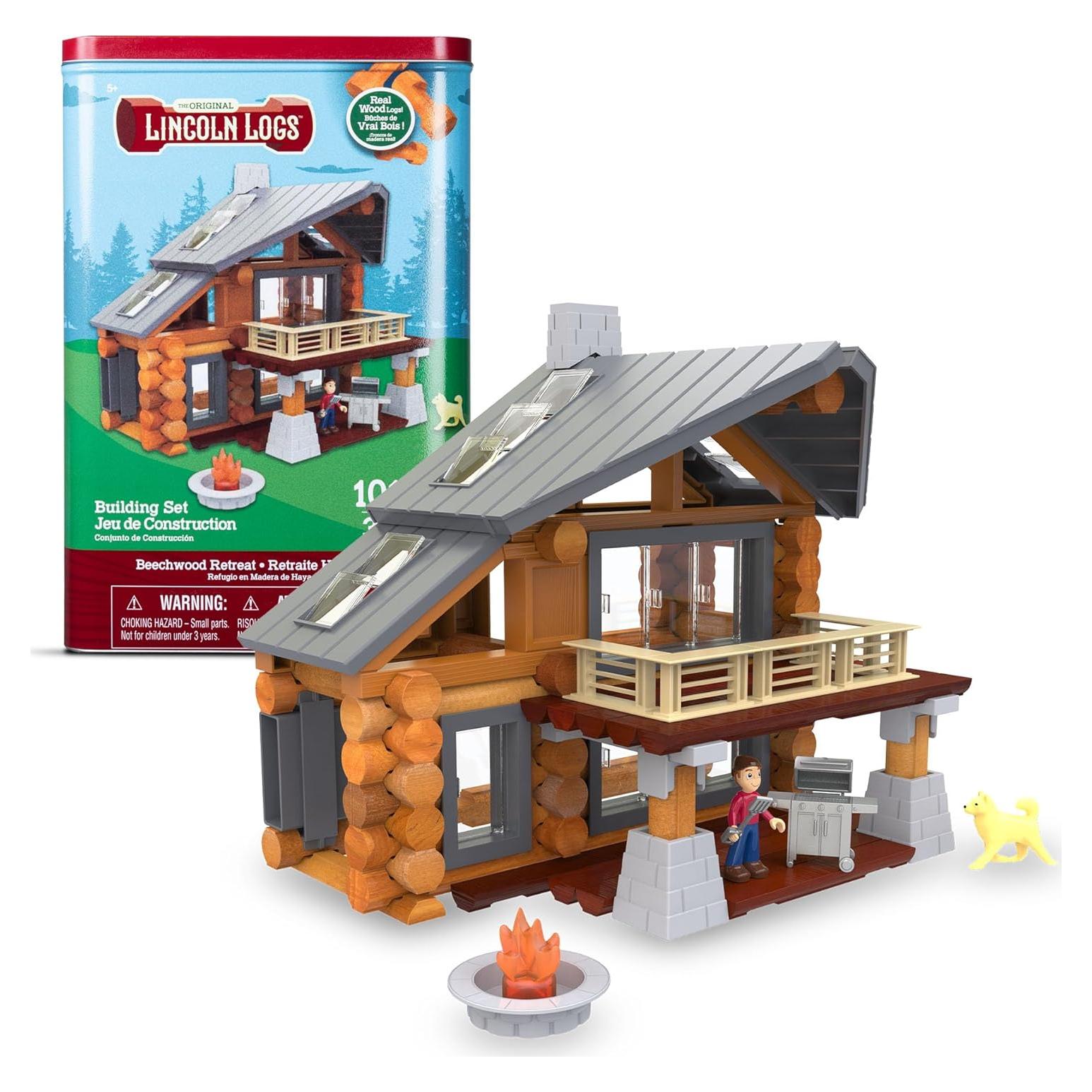 Retiro de Madera de Haya Lincoln Logs - 101 Piezas