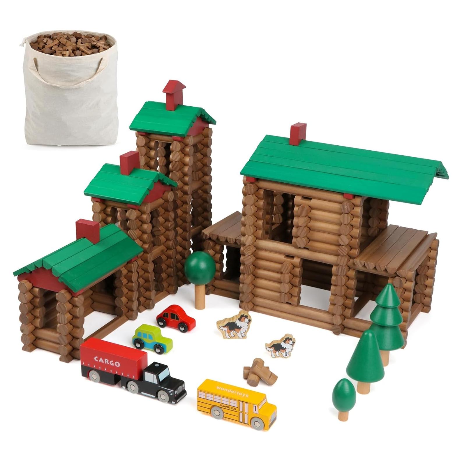 Set de Construcción de Troncos de Madera Wondertoys 456 Piezas