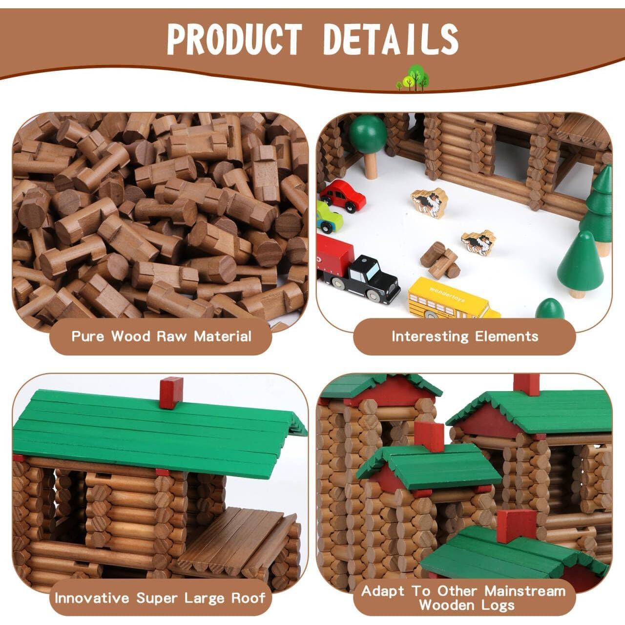 Set de Construcción de Troncos de Madera Wondertoys 456 Piezas