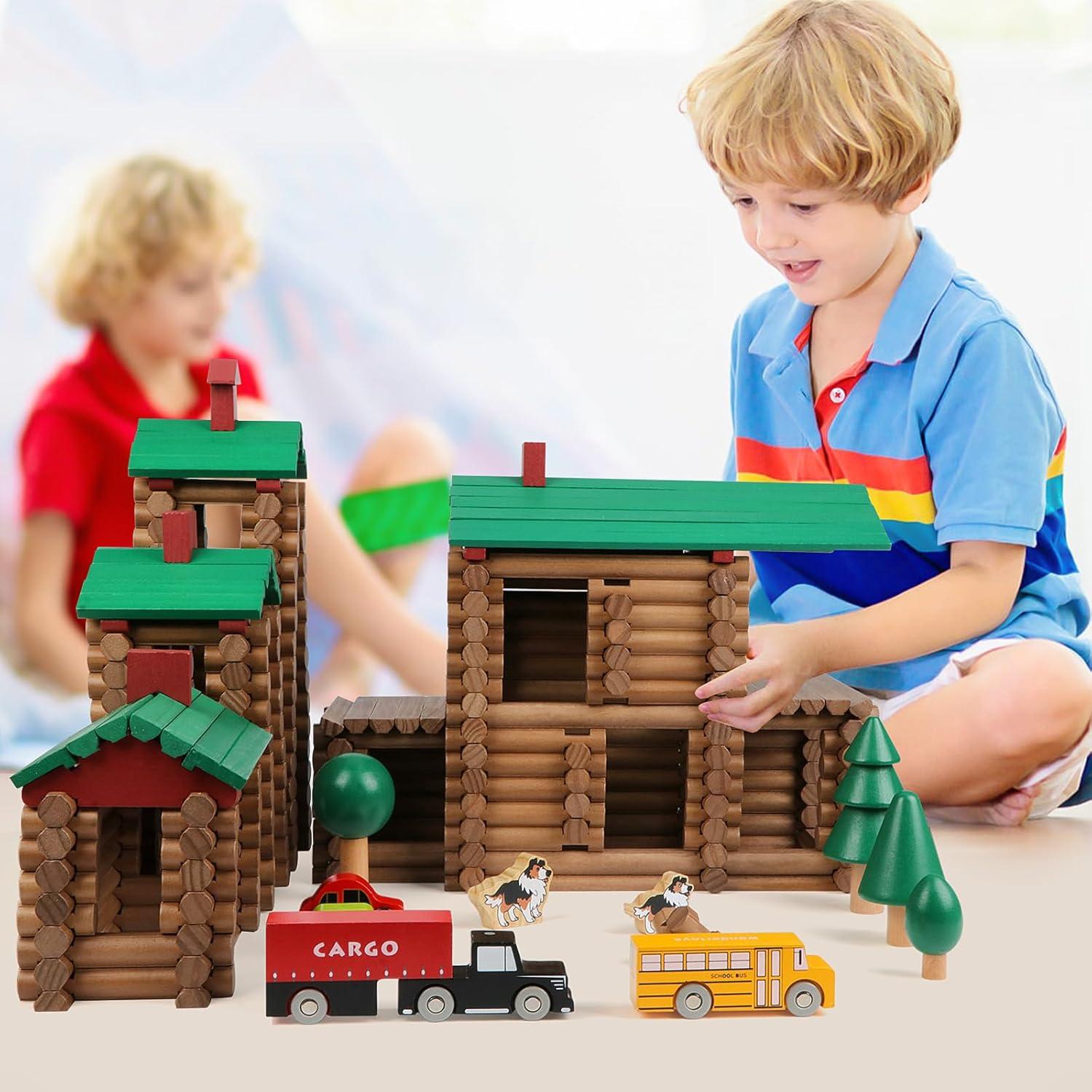 Set de Construcción de Troncos de Madera Wondertoys 456 Piezas