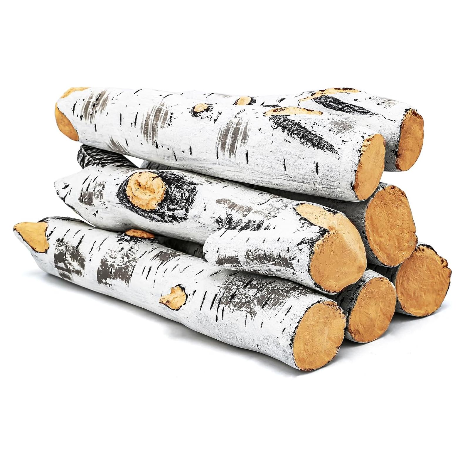 Registros de Chimenea Falsa Uniflasy 7pcs Madera Cerámica 40cm