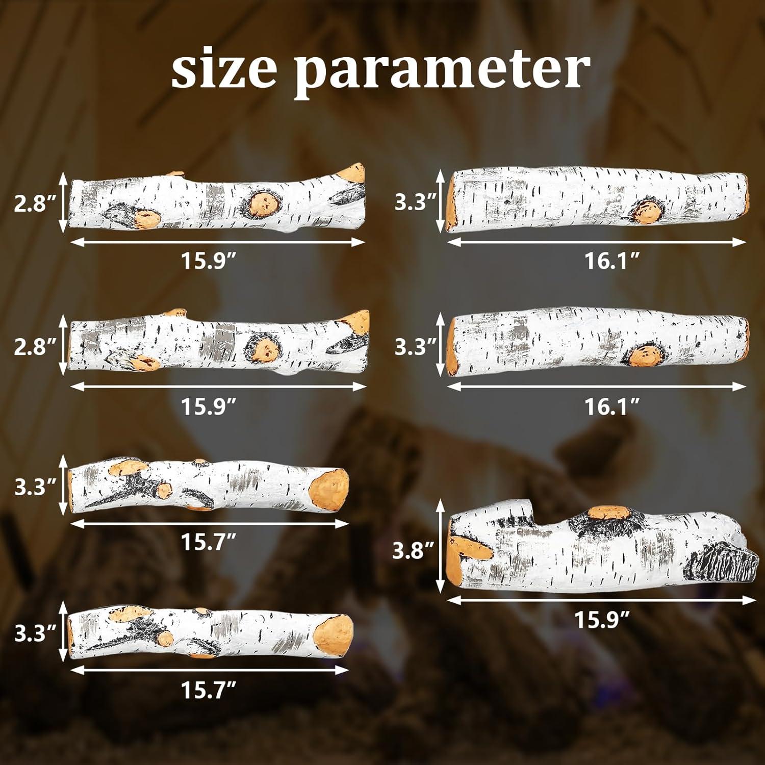Registros de Chimenea Falsa Uniflasy 7pcs Madera Cerámica 40cm