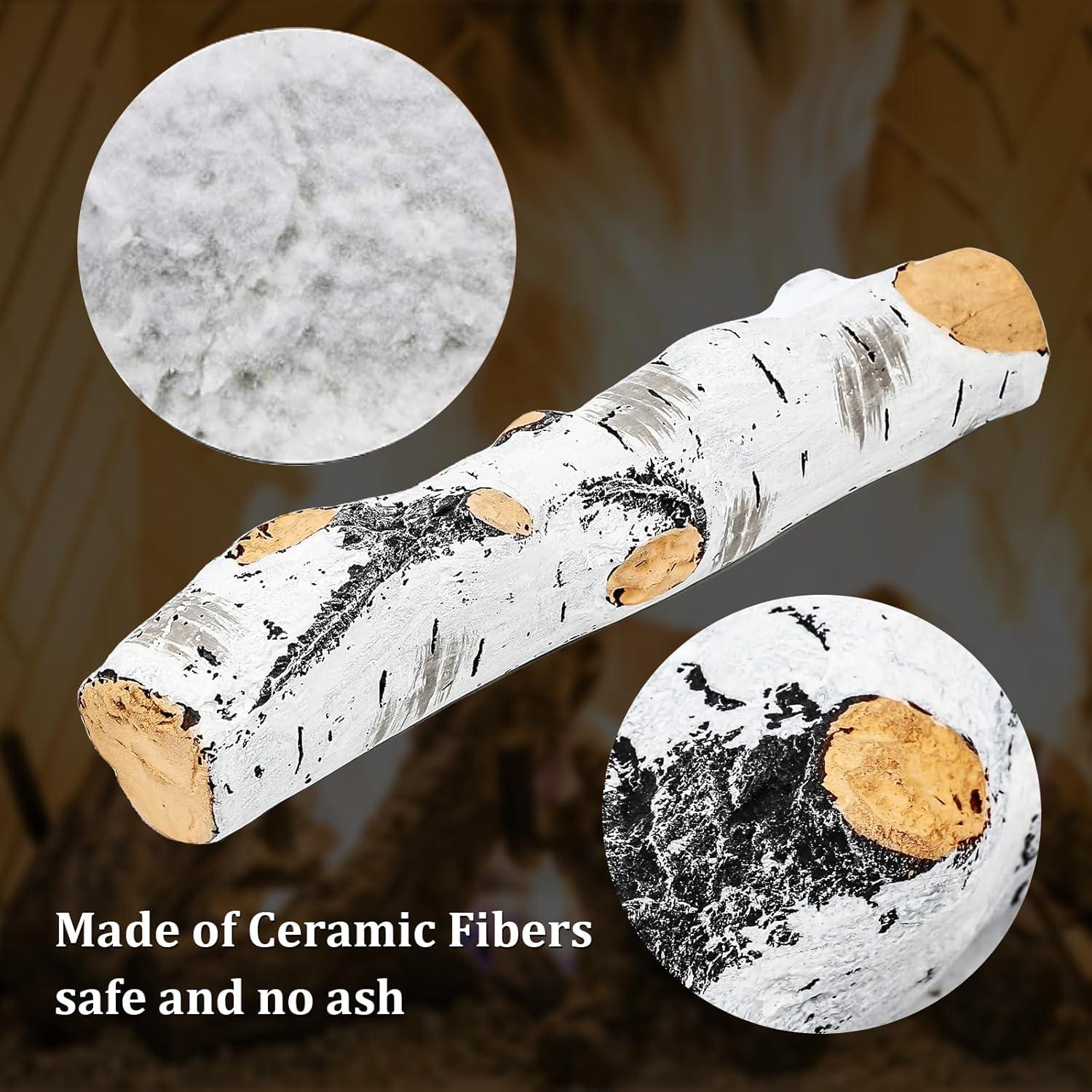 Registros de Chimenea Falsa Uniflasy 7pcs Madera Cerámica 40cm