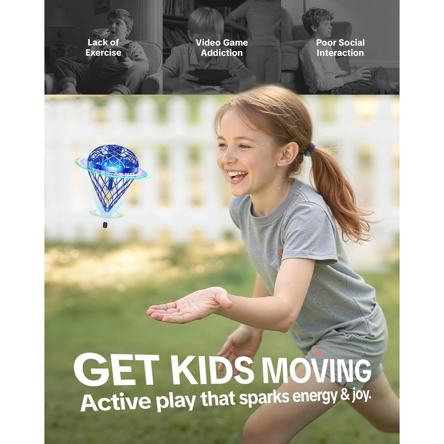 Esfera Voladora Flystars TSM027-B, Juguete Interactivo 3D Azul