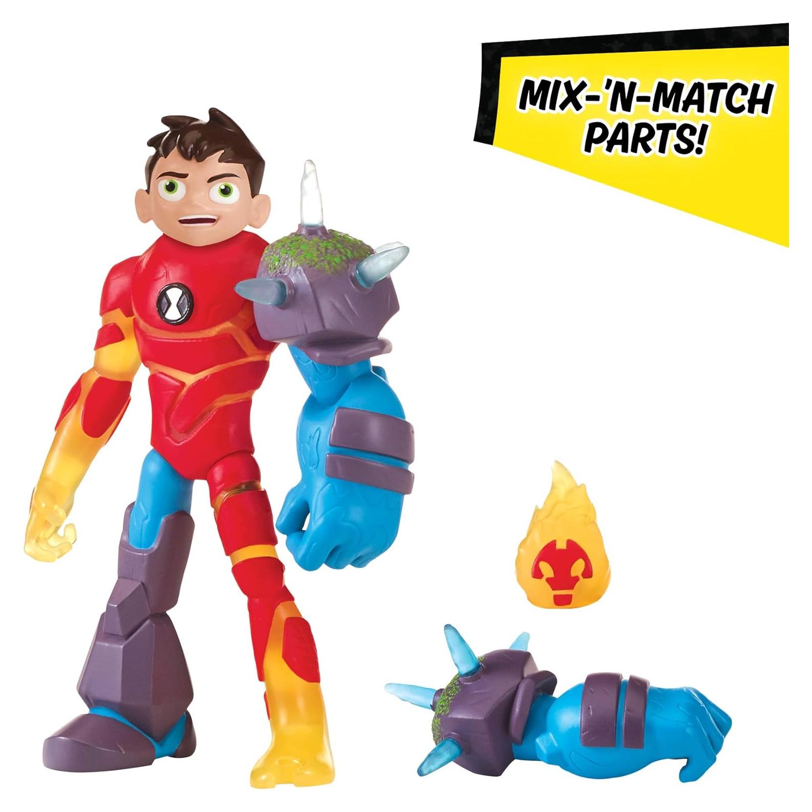 Figura de Acción Ben 10 Omni-Glitch Heroes Heatblast Shock Rock