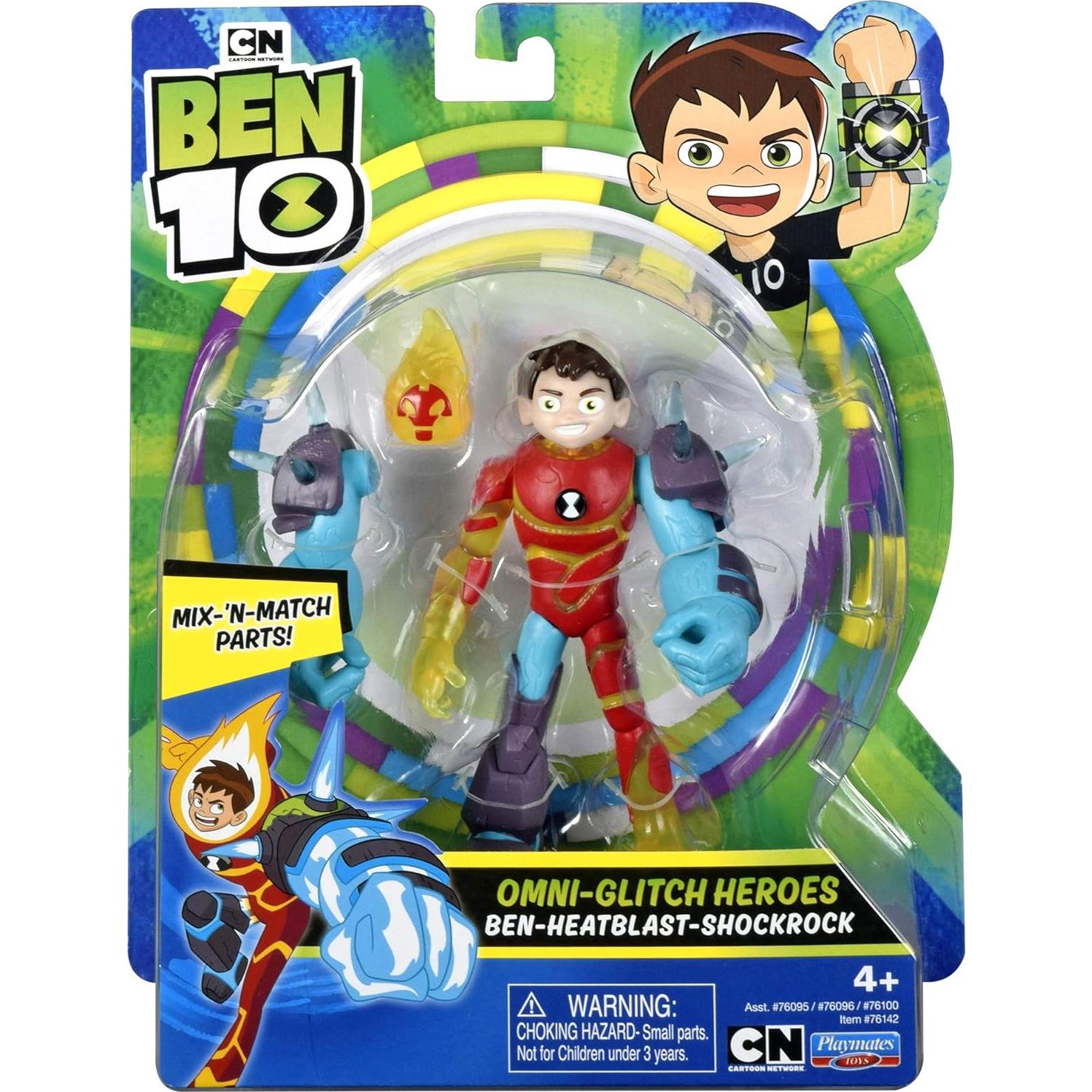 Figura de Acción Ben 10 Omni-Glitch Heroes Heatblast Shock Rock