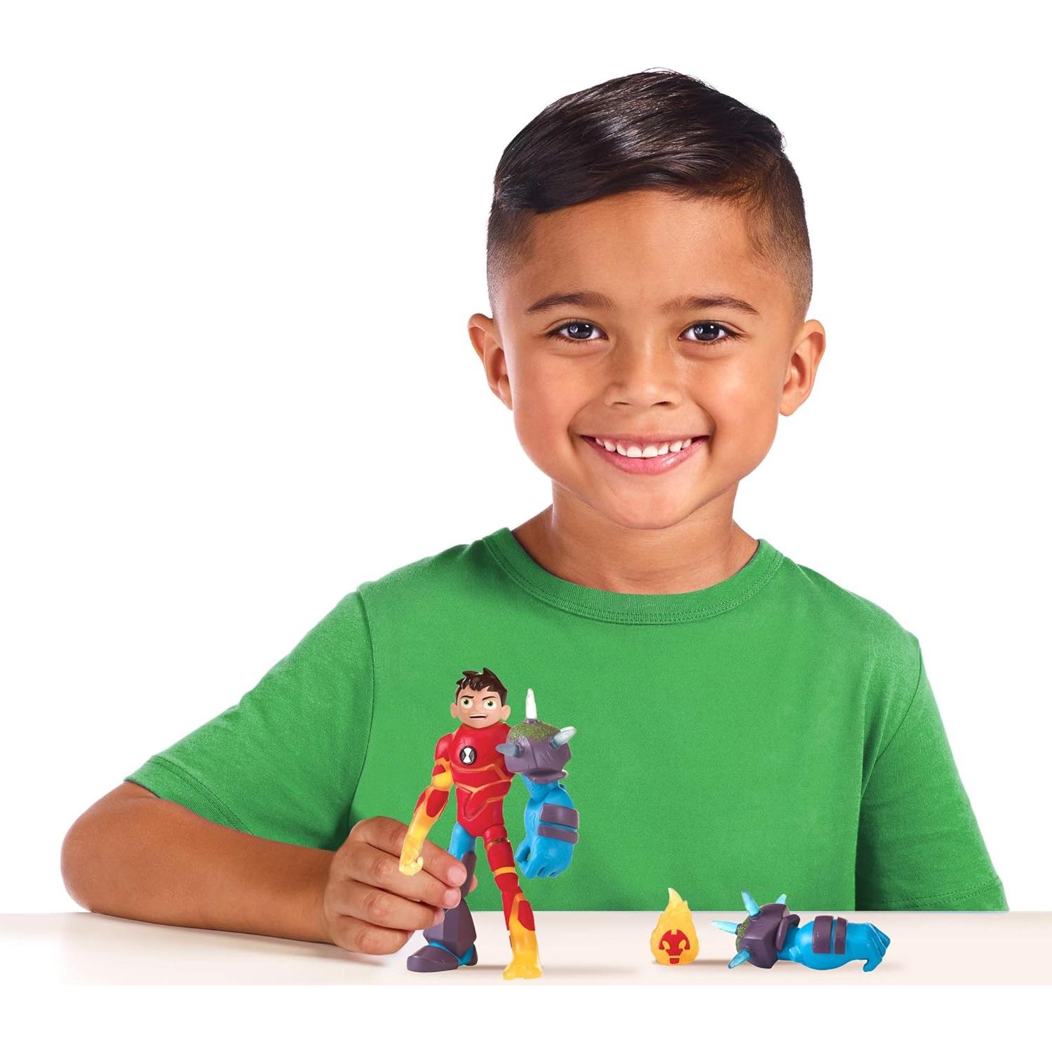 Figura de Acción Ben 10 Omni-Glitch Heroes Heatblast Shock Rock