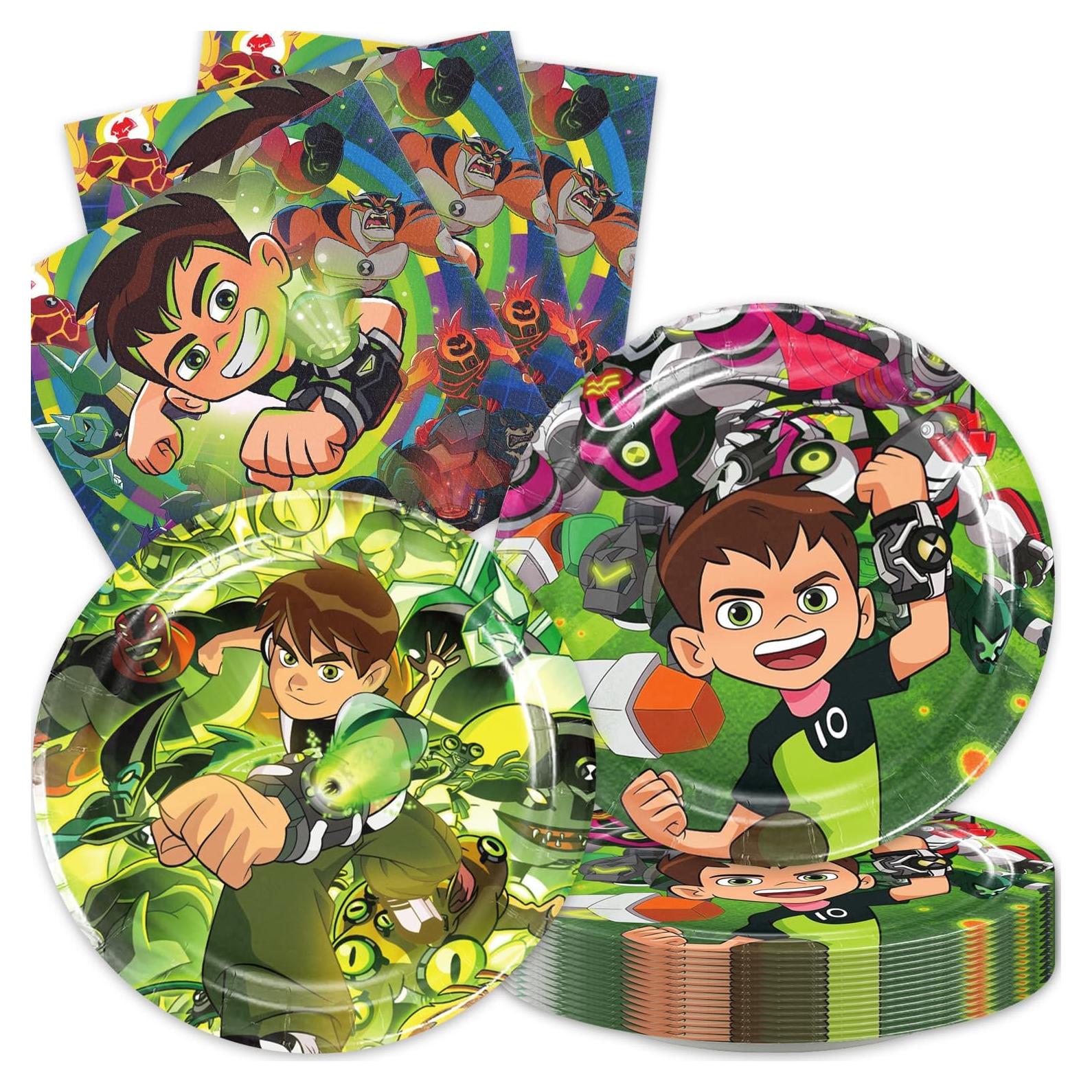 Suministros de Fiesta Ben-10 40 Piezas: 20 Platos y 20 Servilletas