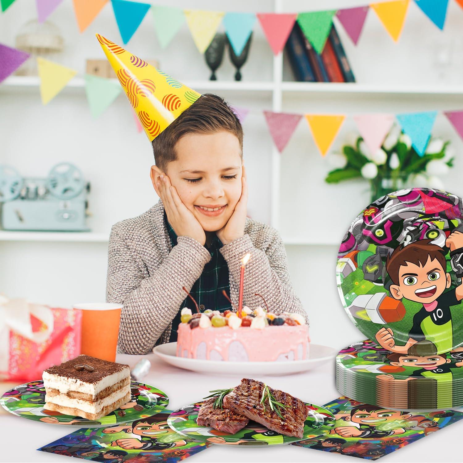 Suministros de Fiesta Ben-10 40 Piezas: 20 Platos y 20 Servilletas