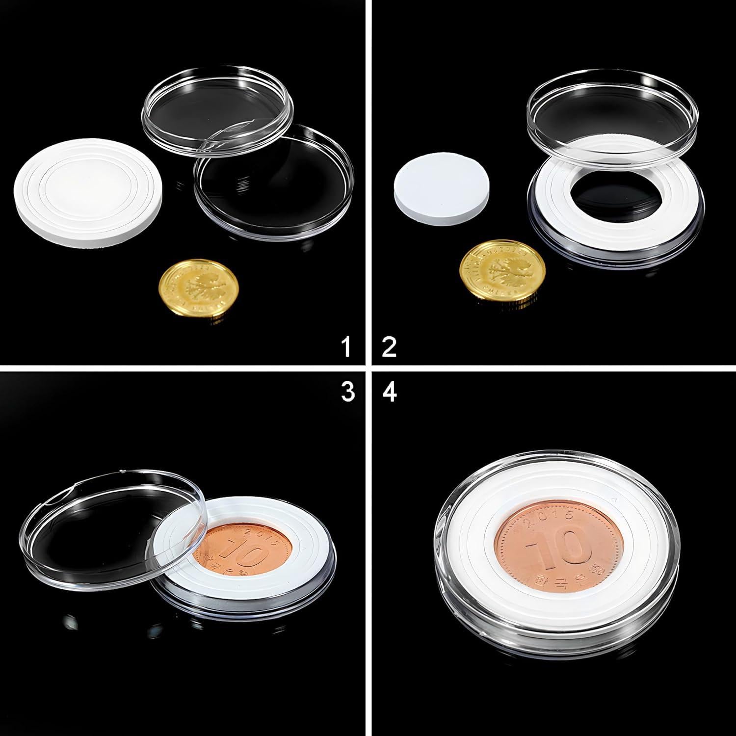 Cápsulas para Monedas FRIMOONY 30mm - 2 Paquetes con Juntas