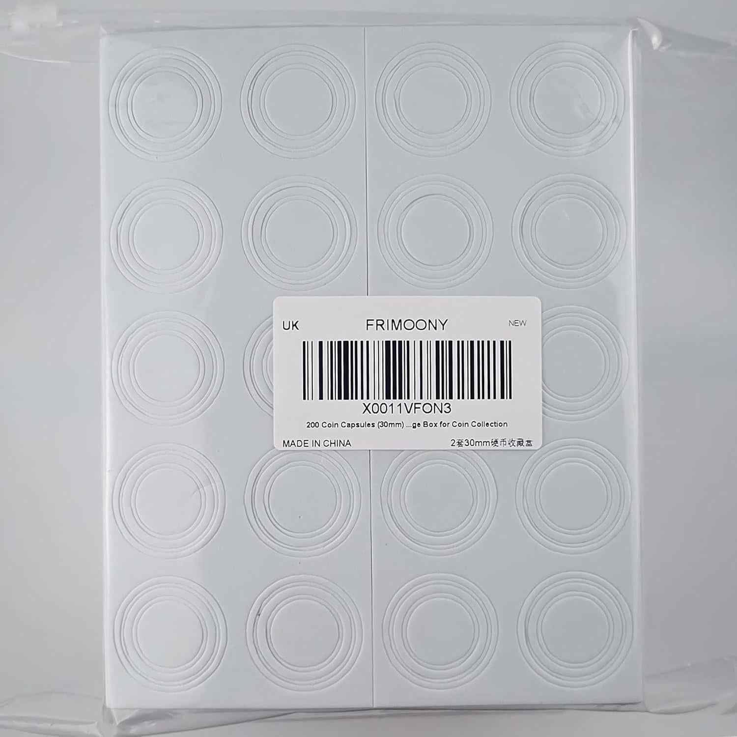 Cápsulas para Monedas FRIMOONY 30mm - 2 Paquetes con Juntas