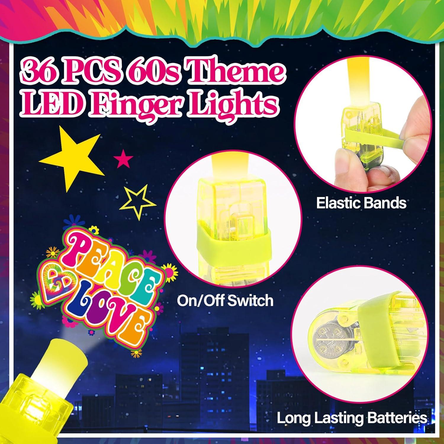 36 Luces de Dedo LED Retro 1960s Oitnlaughter - Fiesta Temática