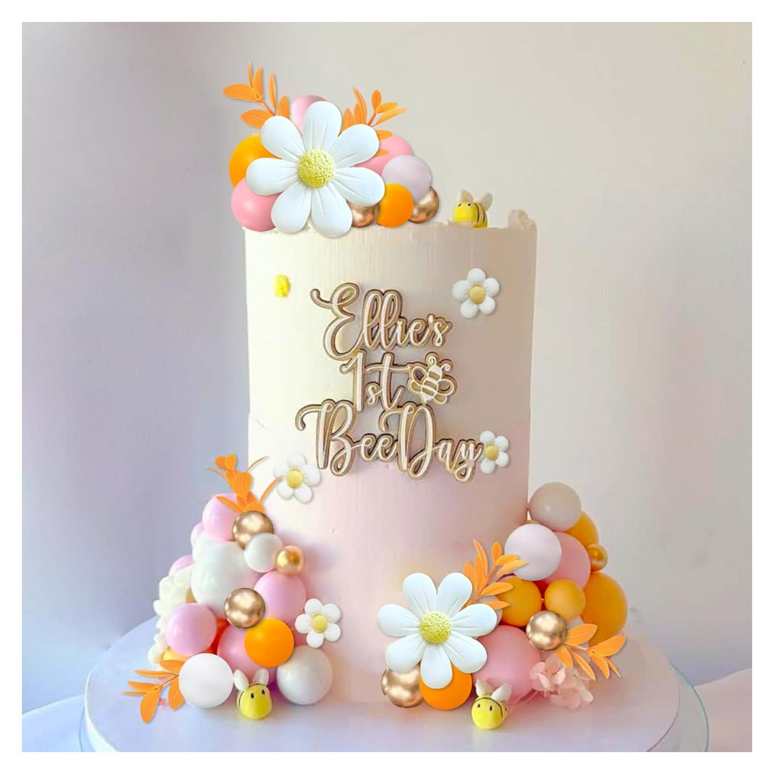 43 Piezas Decoraciones de Pastel Boho Margaritas y Abejas