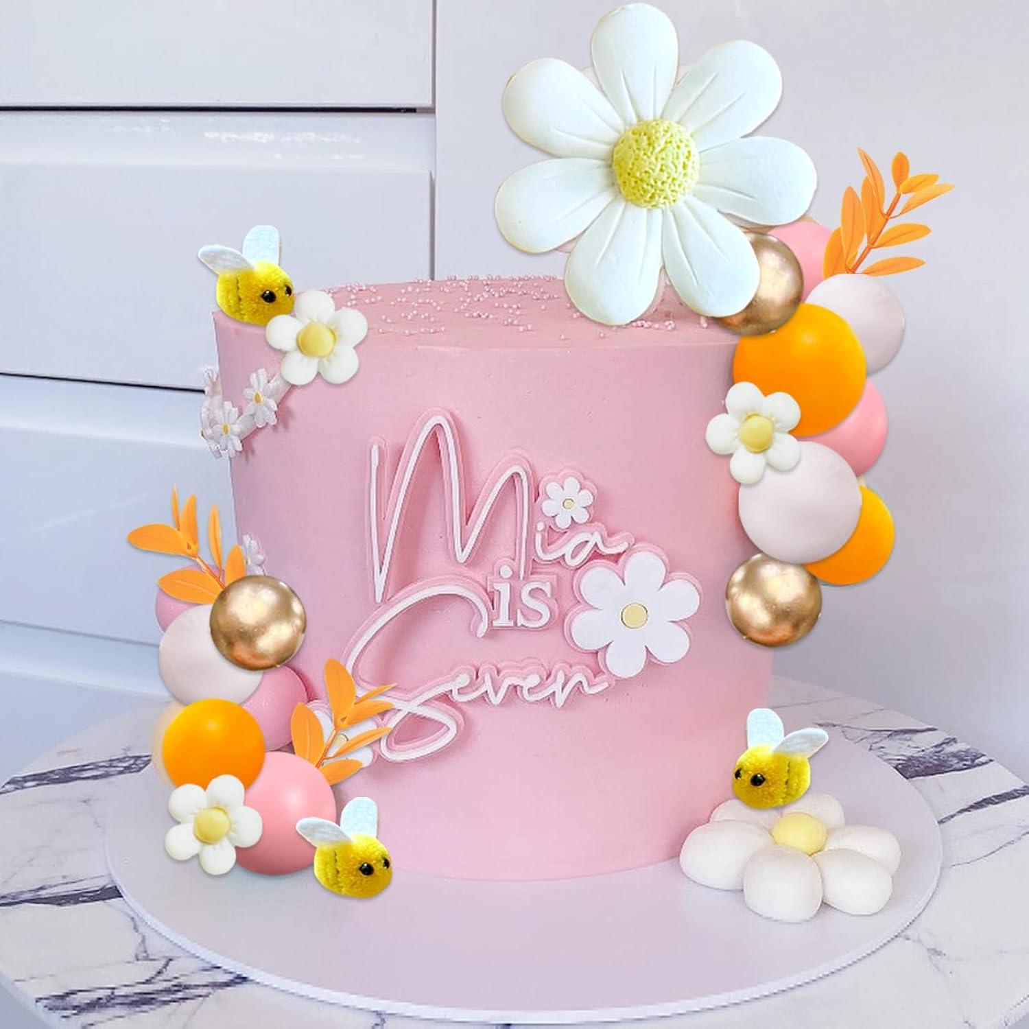 43 Piezas Decoraciones de Pastel Boho Margaritas y Abejas