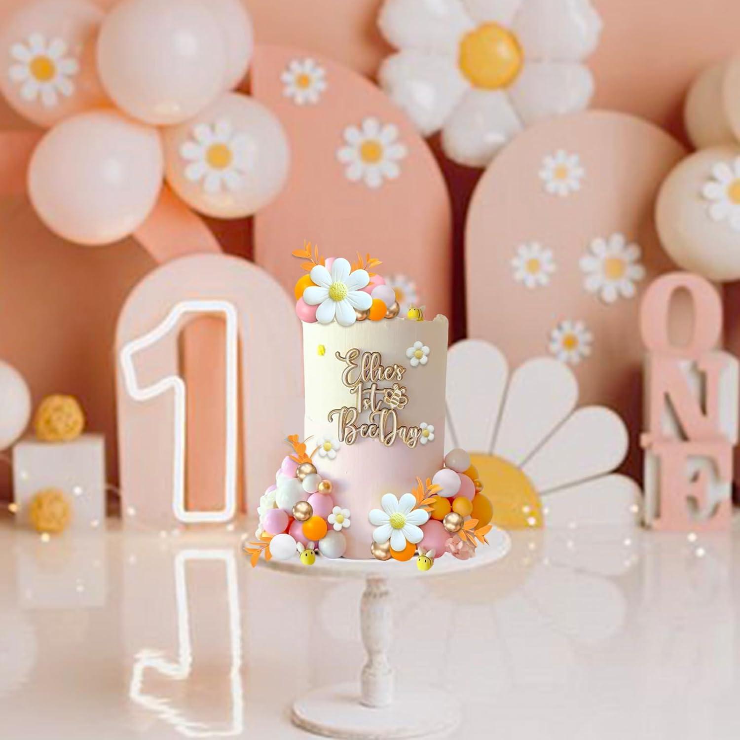 43 Piezas Decoraciones de Pastel Boho Margaritas y Abejas