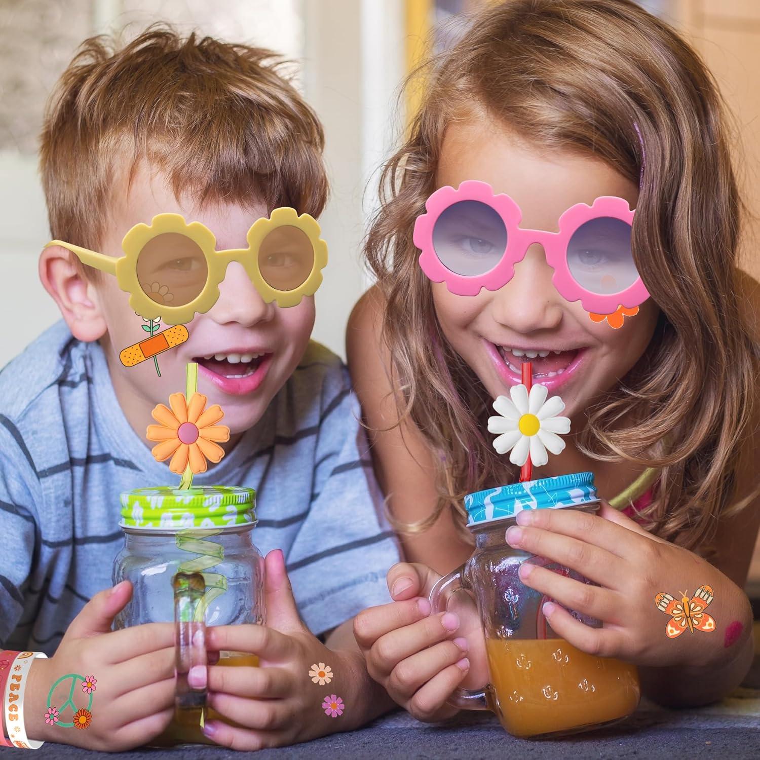 120 Piezas de Fiesta Groovy DMIGHT - Gafas, Tatuajes, Pulseras