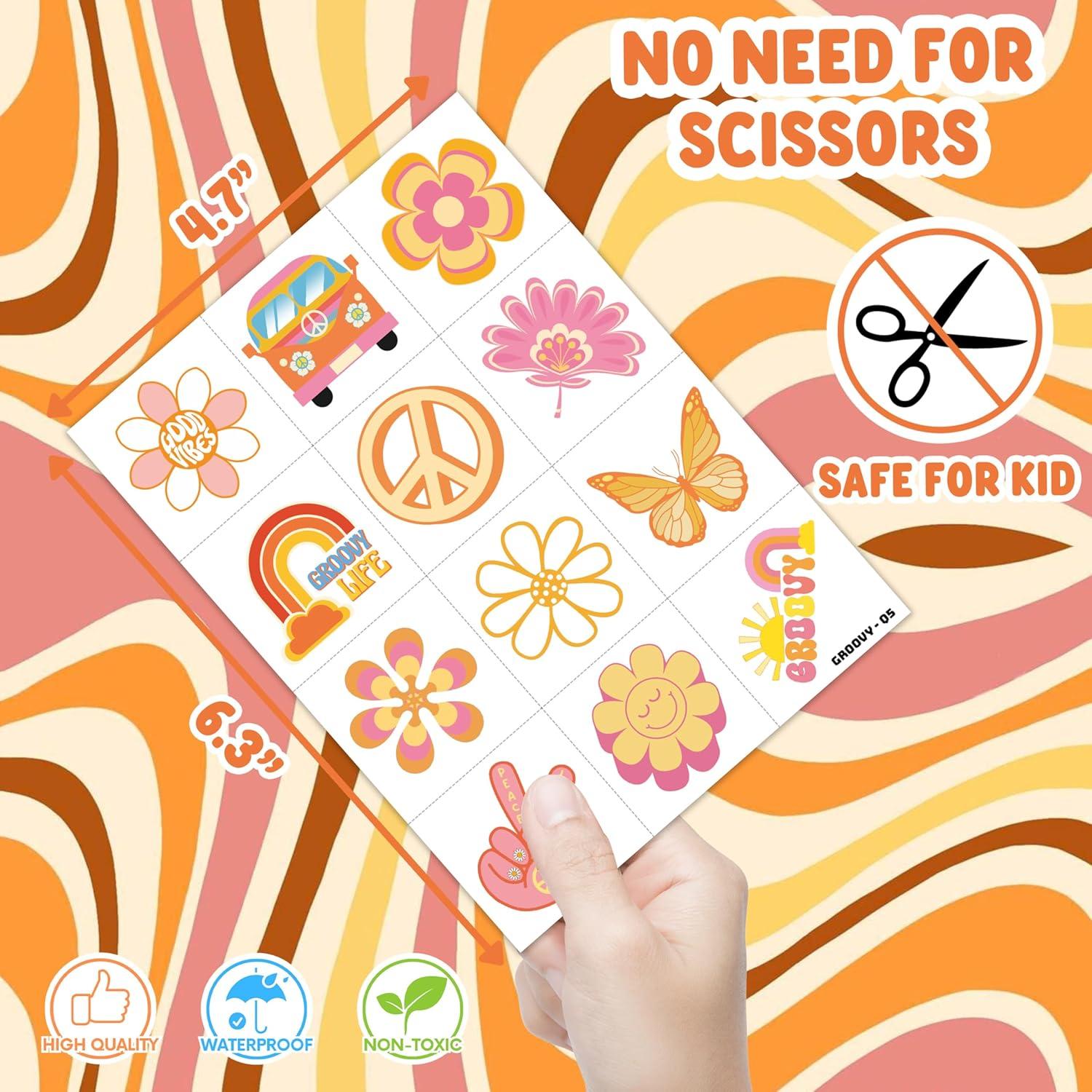 60 Tatuajes Temporales Retro 60s 70s 91TATTOOS para Niños