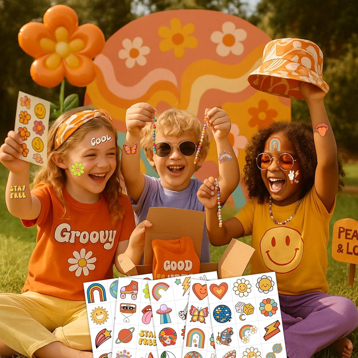 60 Tatuajes Temporales Groovy Genérico - Pre-Cortados 16x12cm