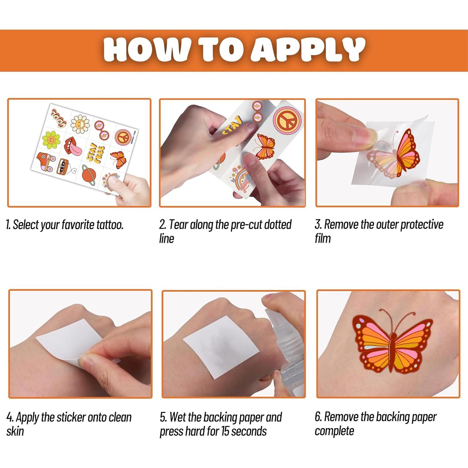 60 Tatuajes Temporales Groovy Genérico - Pre-Cortados 16x12cm