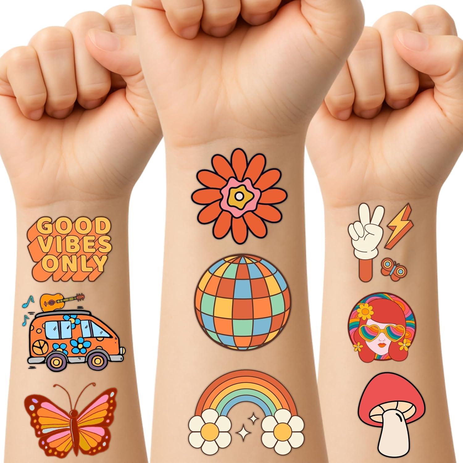 60 Tatuajes Temporales Groovy Genérico - Pre-Cortados 16x12cm