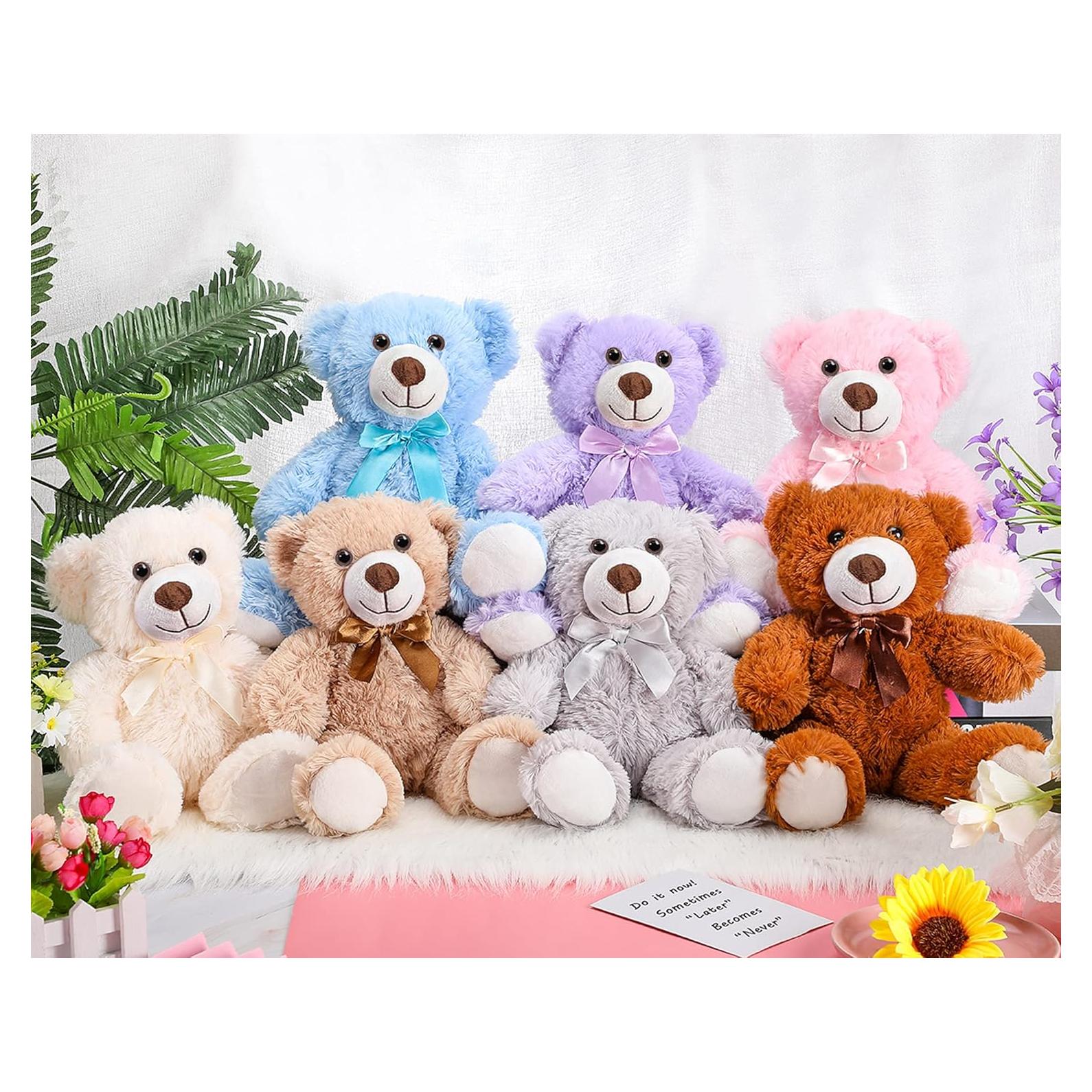 7 Osos de Peluche Zomiboo 34.8 cm Suaves y Coloridos