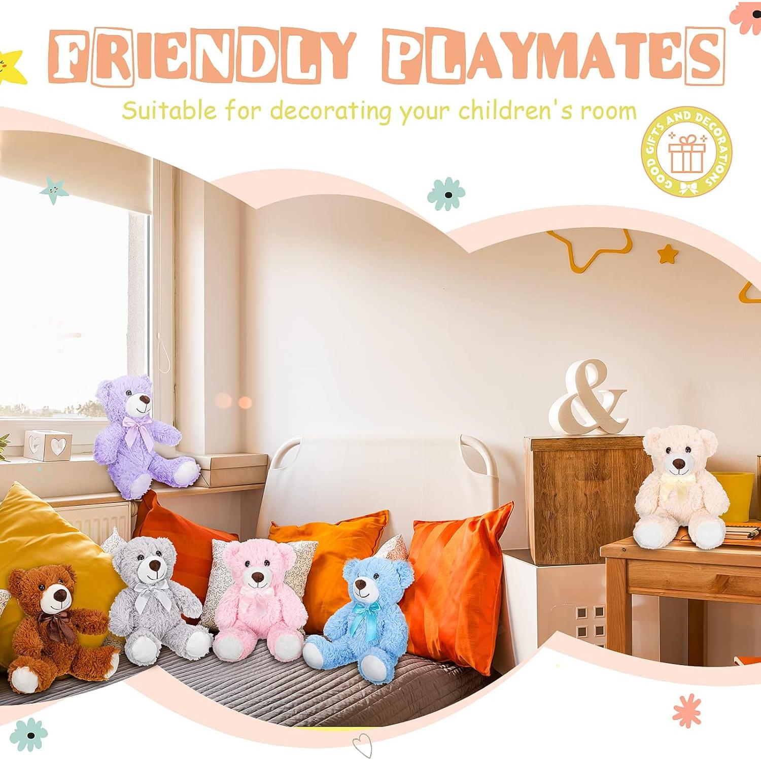 7 Osos de Peluche Zomiboo 34.8 cm Suaves y Coloridos