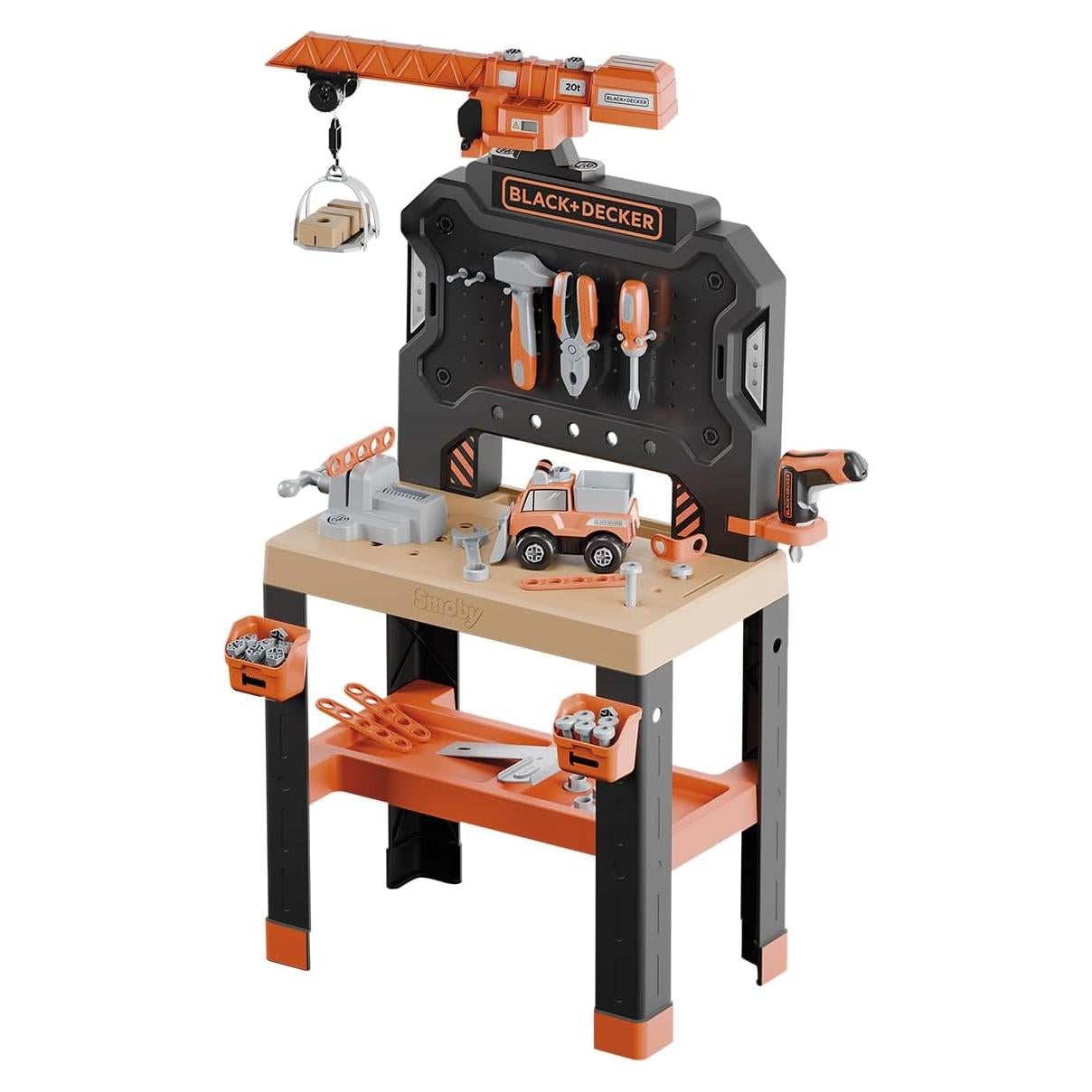 Banco de Trabajo Smoby Black+Decker con Grúa - 87 Accesorios