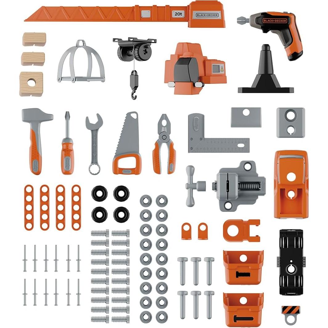 Banco de Trabajo Smoby Black+Decker con Grúa - 87 Accesorios