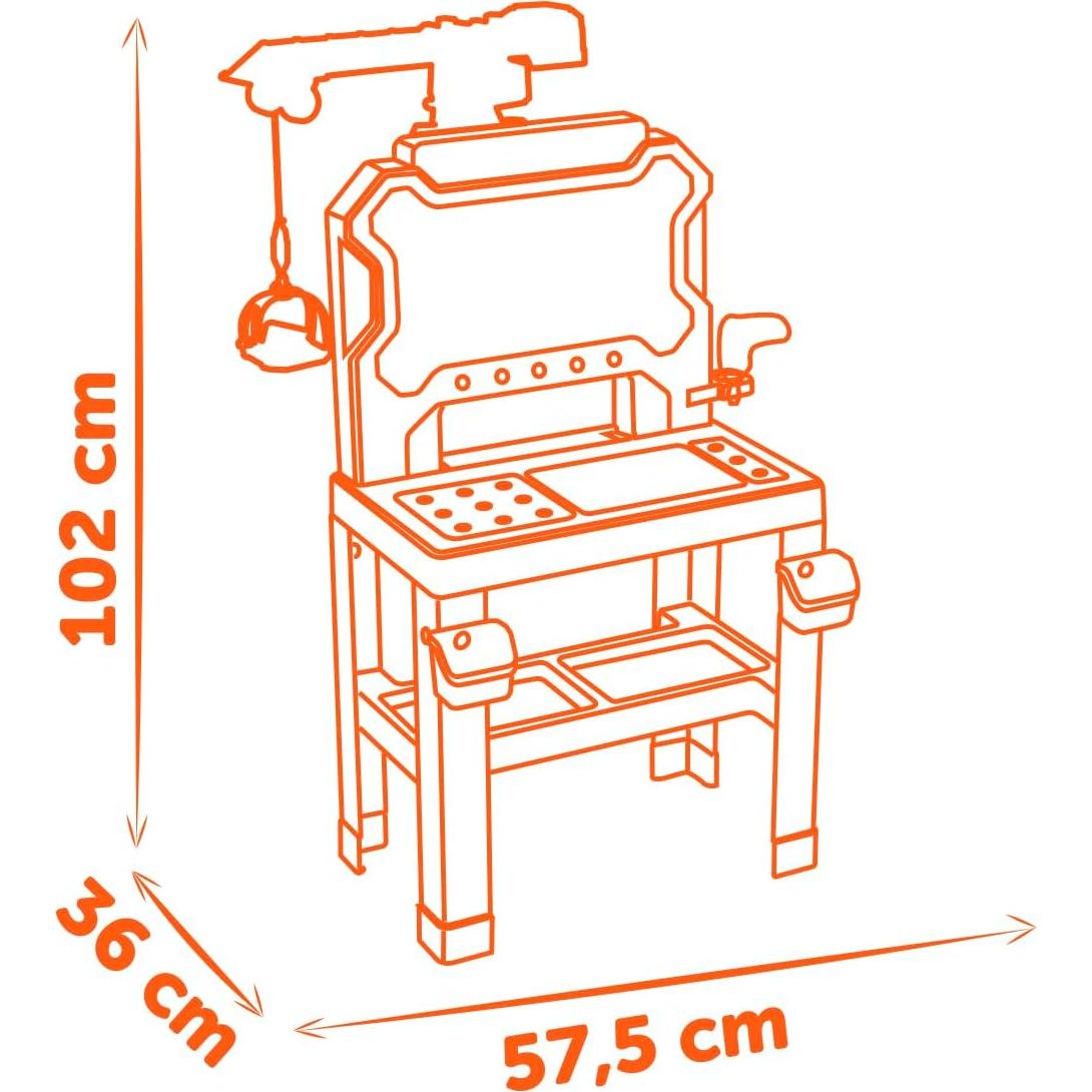 Banco de Trabajo Smoby Black+Decker con Grúa - 87 Accesorios