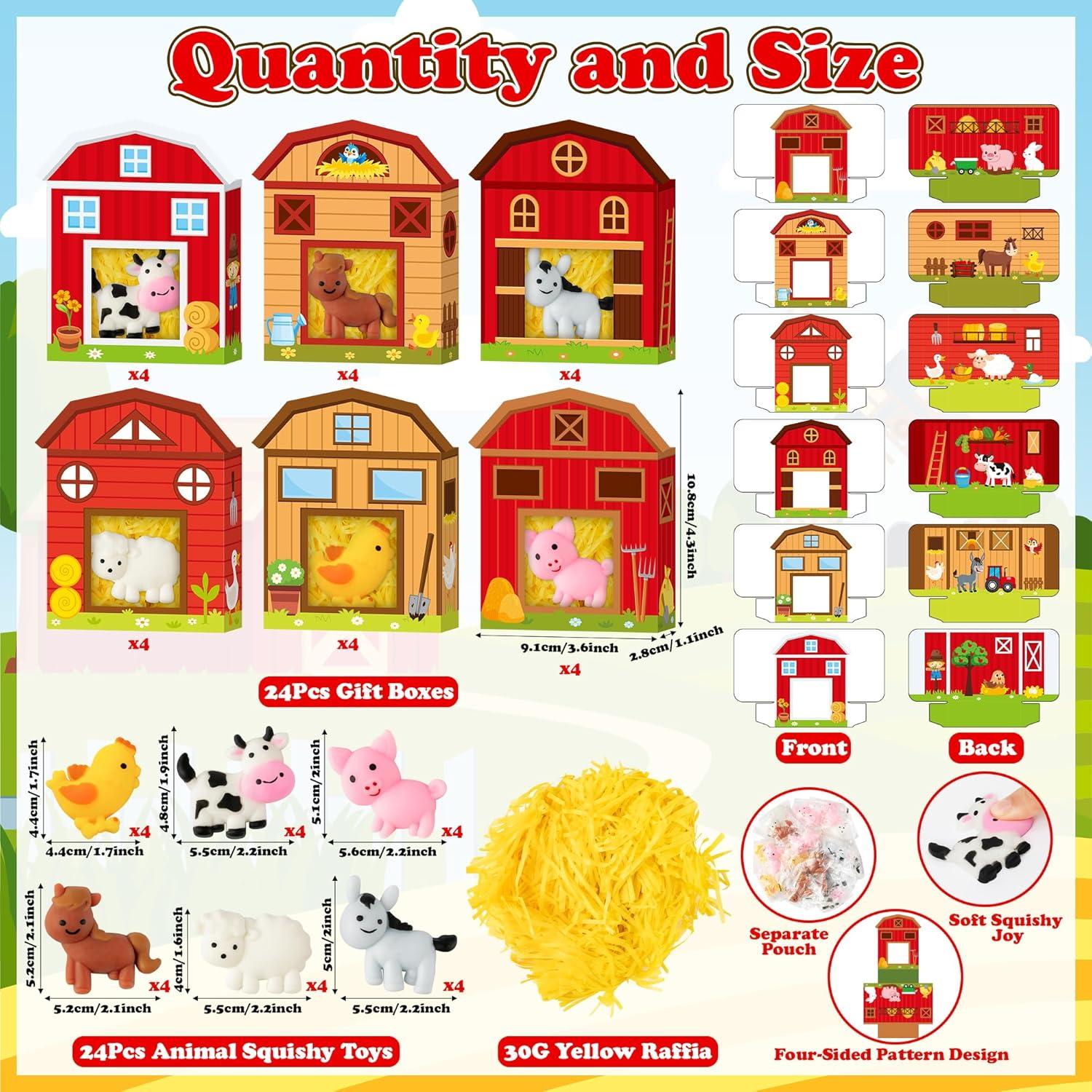 24 Juguetes Squishy Animales de Granja CY2SIDE con Caja Regalo